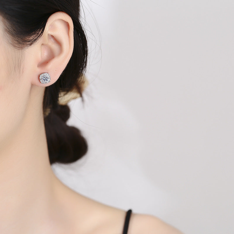 Moissanite & S925 Silver Square Stud Earrings (Harry Winston Style)