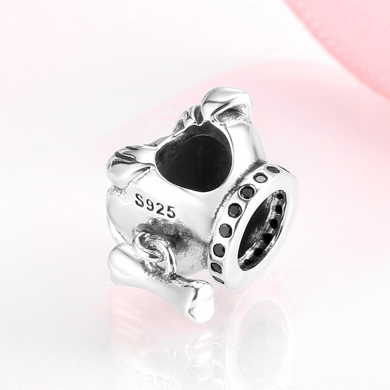 S925 Sterling Silver Bulldog Beaded Pendant