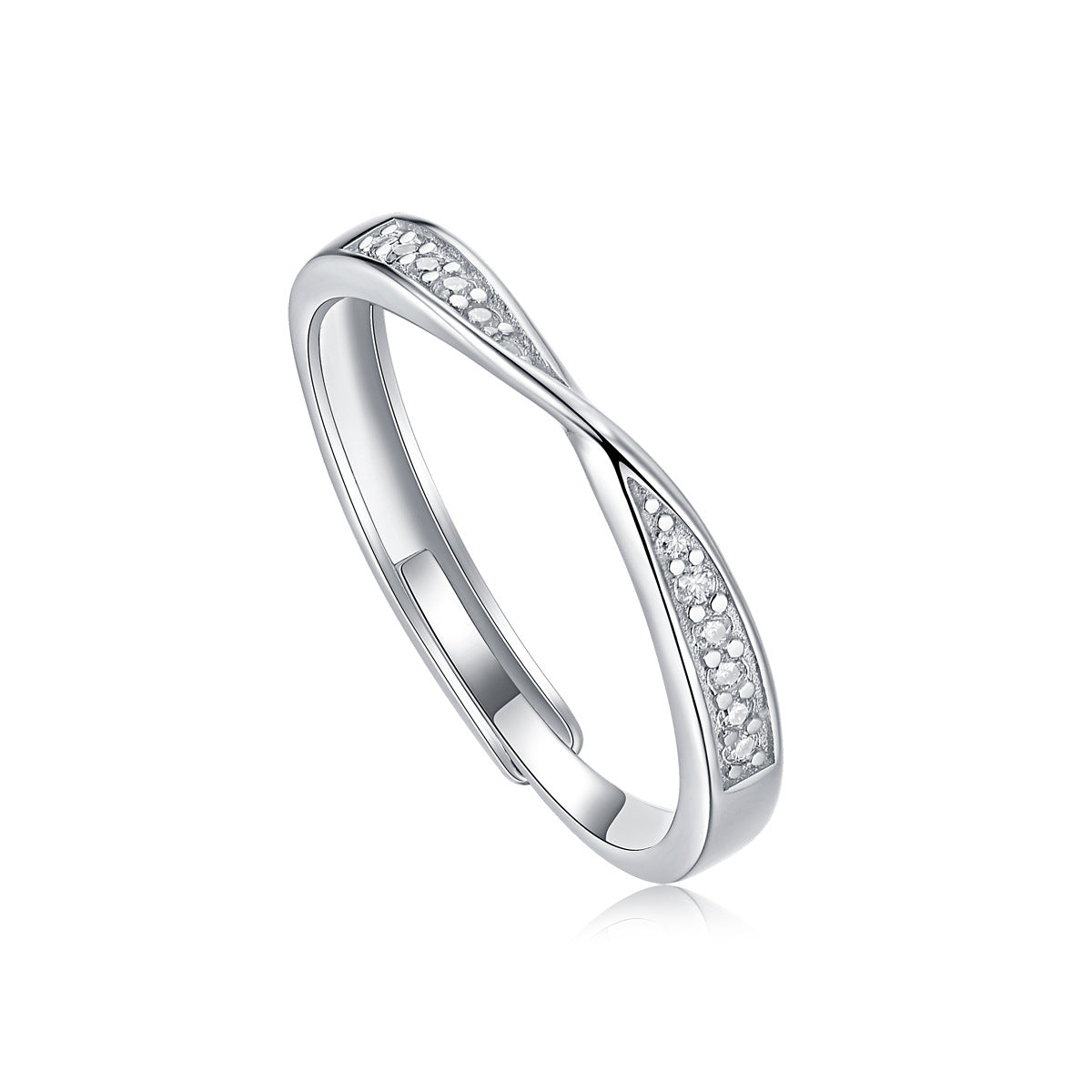 S925 Silver Moissanite Adjustable Möbius Couple's Ring