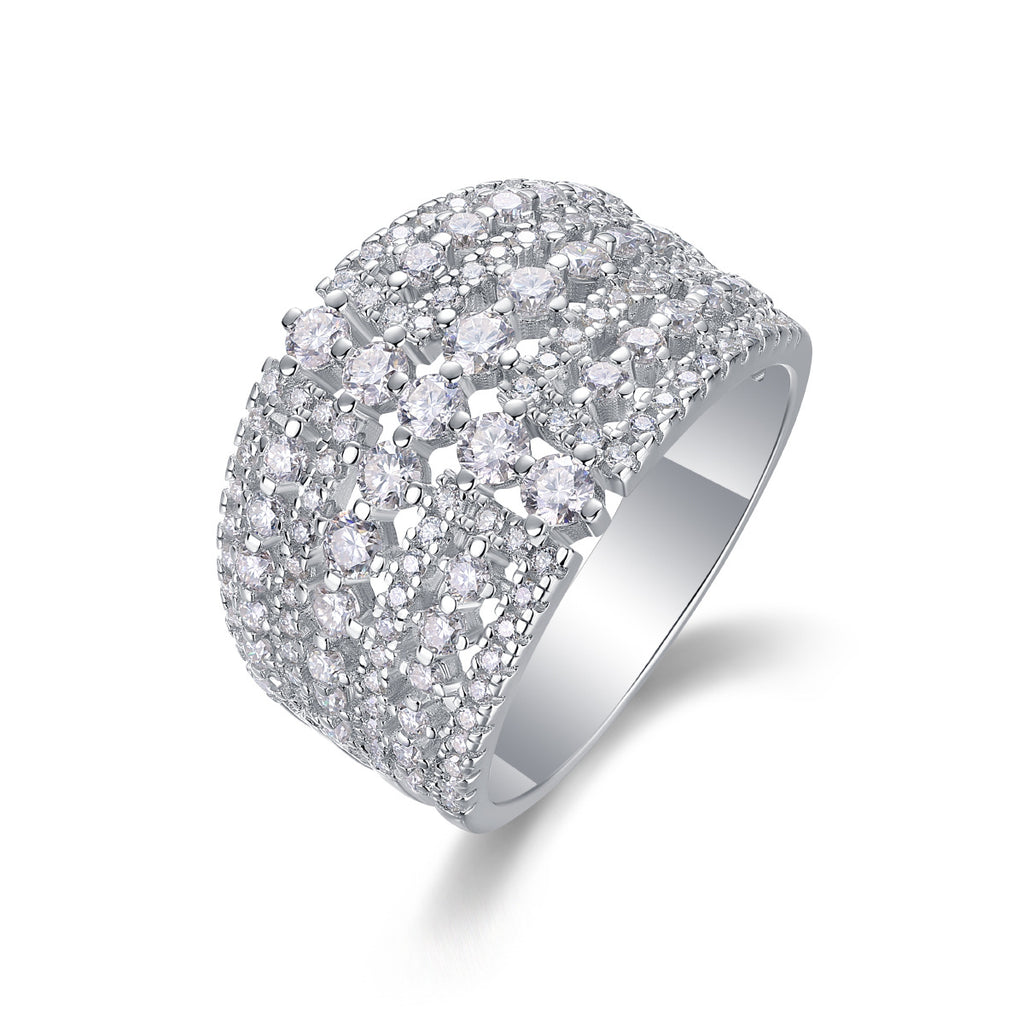 S925 Sterling Silver Large Moissanite Ring