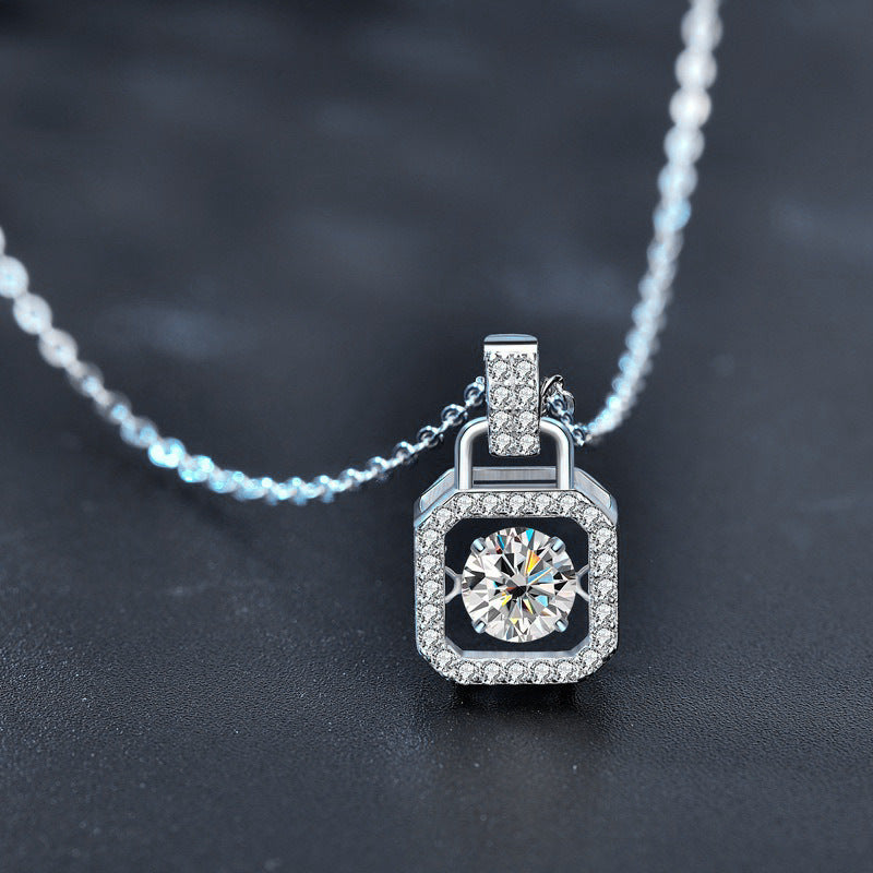 S925 Sterling Silver Moissanite Smart Square Bag Necklace