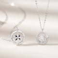S925 Sterling Silver Halloween Geometric Cross Necklace with Octagram Compass Design