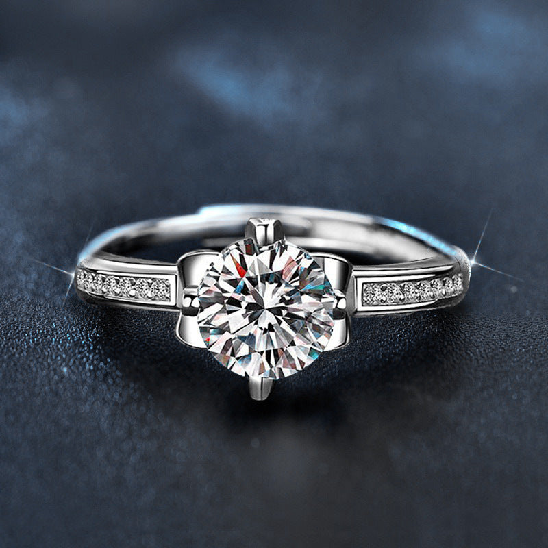 925 Sterling Silver Moissanite Iris Flower Ring
