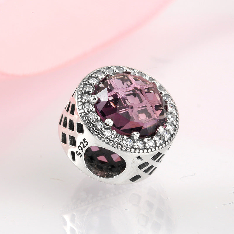 S925 Sterling Silver Beads Classic Color Zircon Snowflake Pendant