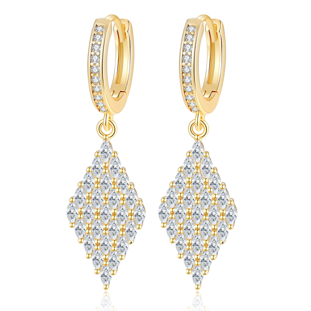 S925 Sterling Silver Marquise Moissanite Diamond-Shaped Earrings