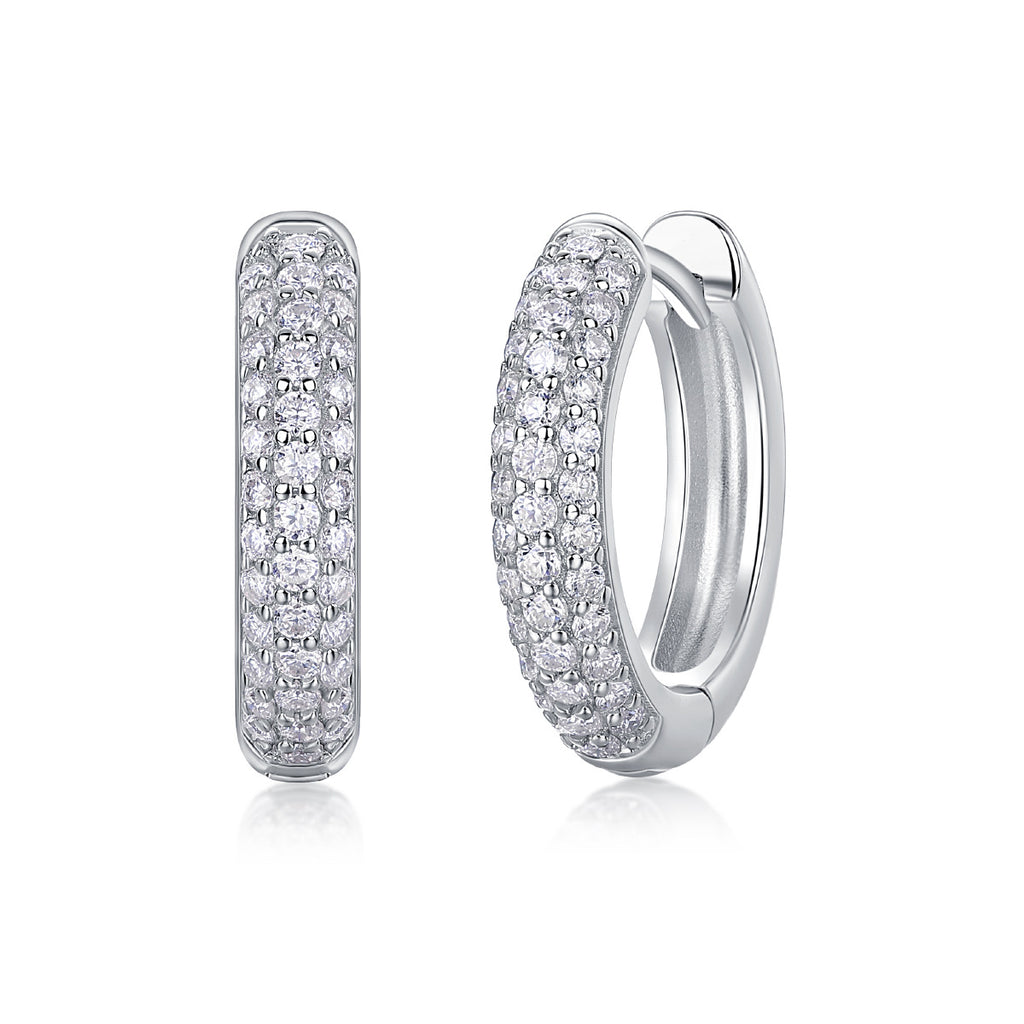 S925 Silver Star-Accented Moissanite Hoop Earrings