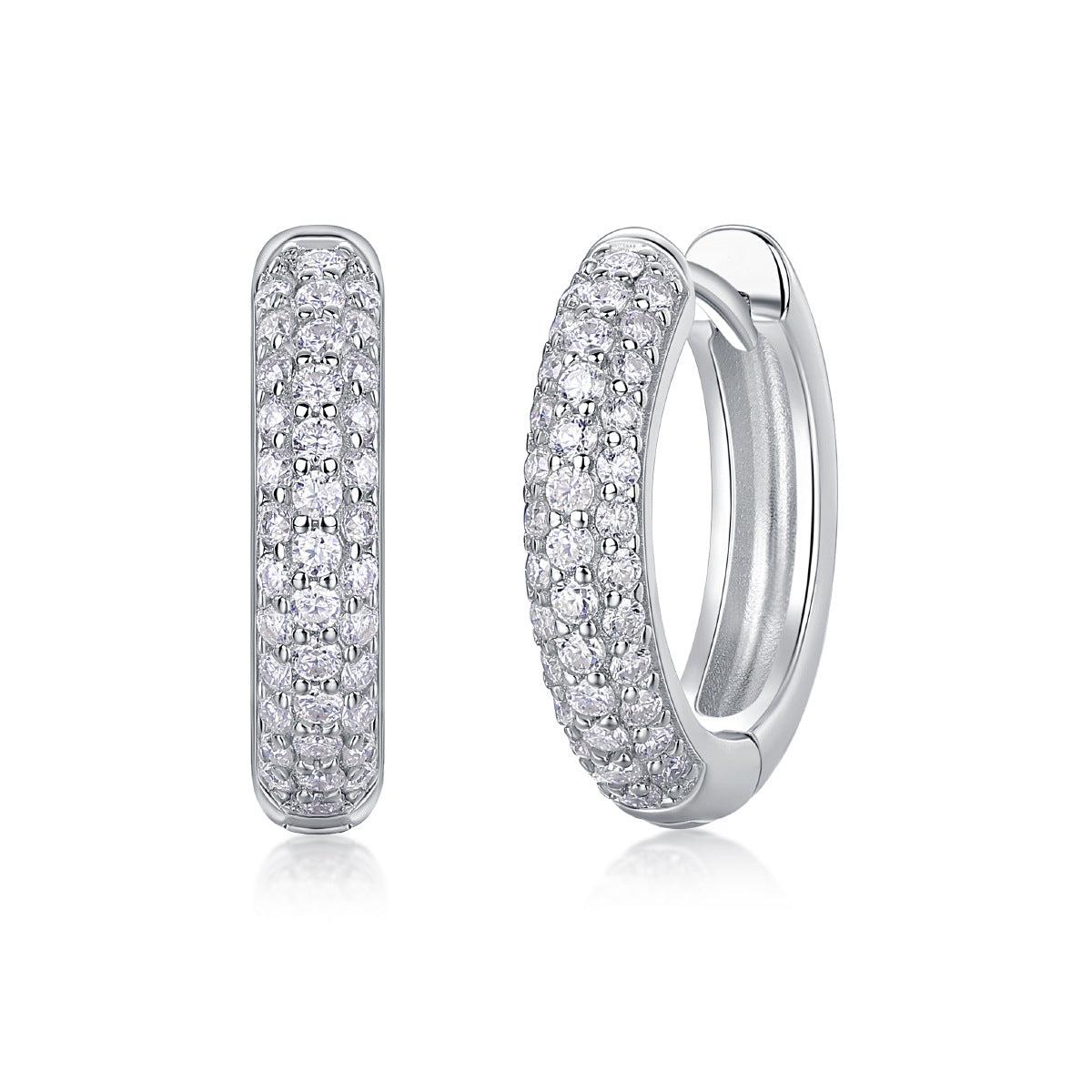 S925 Silver Star-Accented Moissanite Hoop Earrings
