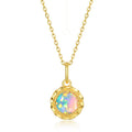S925 Sterling Silver Gold-Plated Retro Opal Pendant Necklace