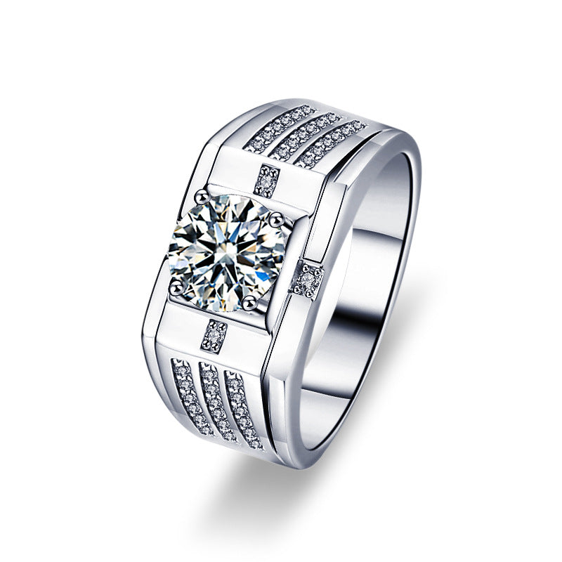 S925 Sterling Silver "Heartbeat" Moissanite Couple Ring