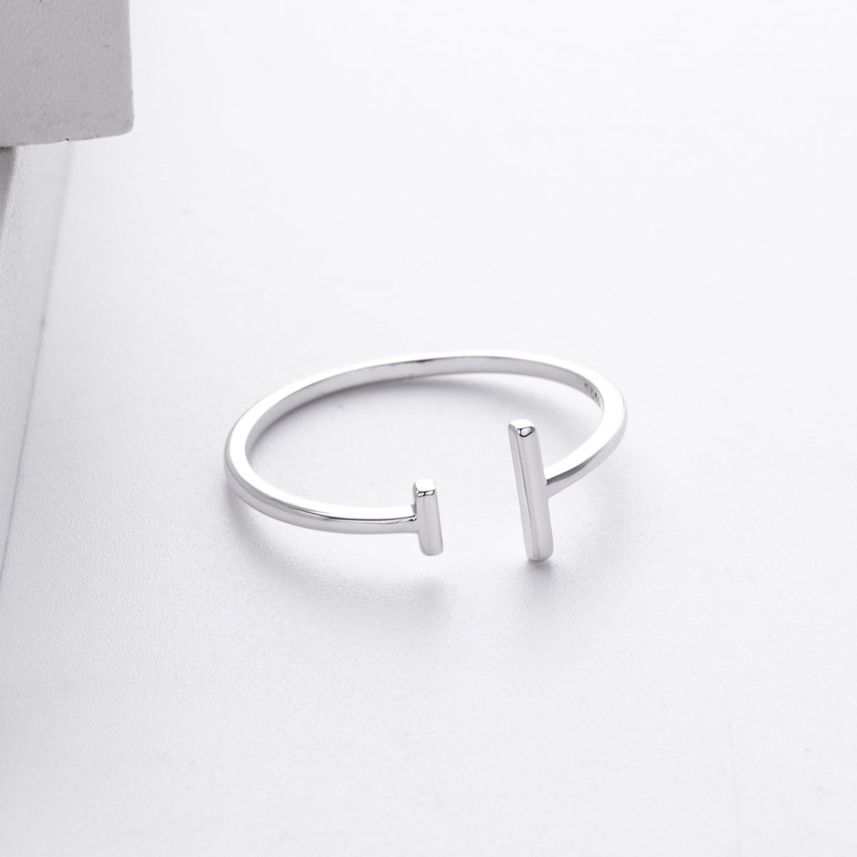 S925 Sterling Silver Simple  Stylish Parallel-Line Open Ring