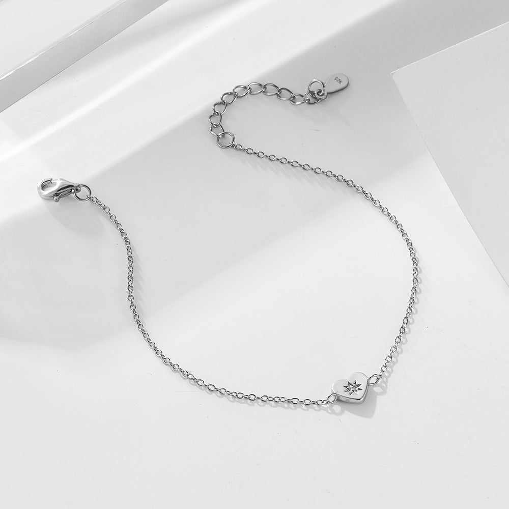 S925 Sterling Silver Electroplated 14K Gold Heart Shaped Love Bracelet