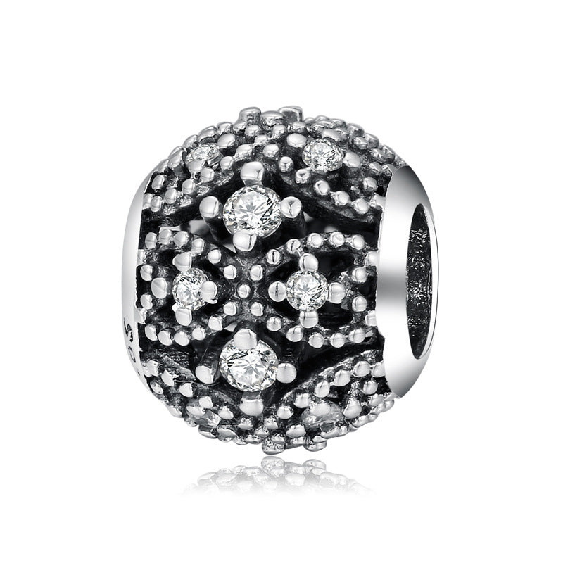S925 Sterling Silver Spherical Hollow Flower Zircon Pendant