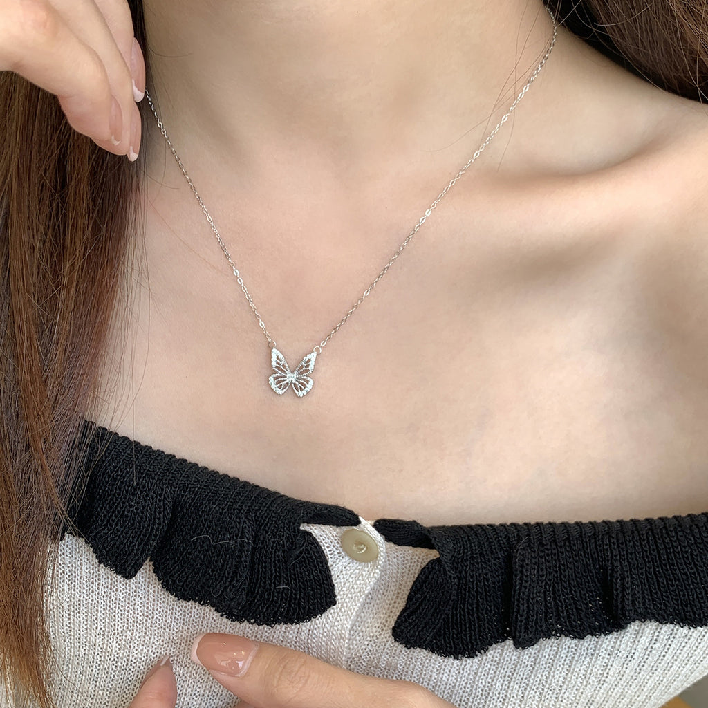 S925 Sterling Silver Necklace with Micro-set Zirconia