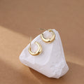 925 Sterling Silver C-Shaped Stud Earrings