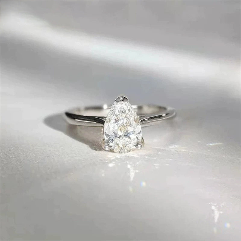 S925 Sterling Silver Luxury Water Drop Ring