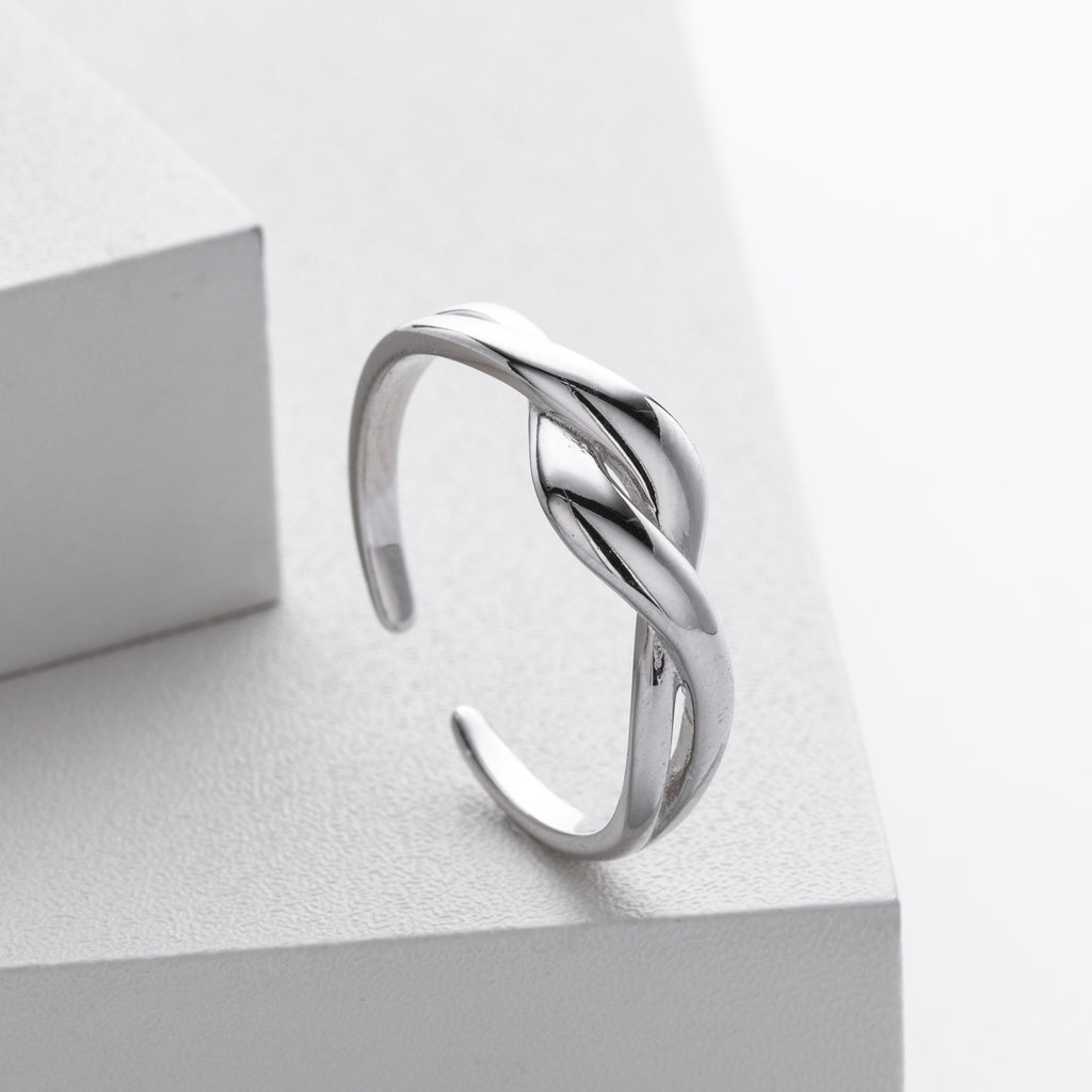 S925 Sterling Silver Ring, Stylish and Unique Plain Wave Pattern