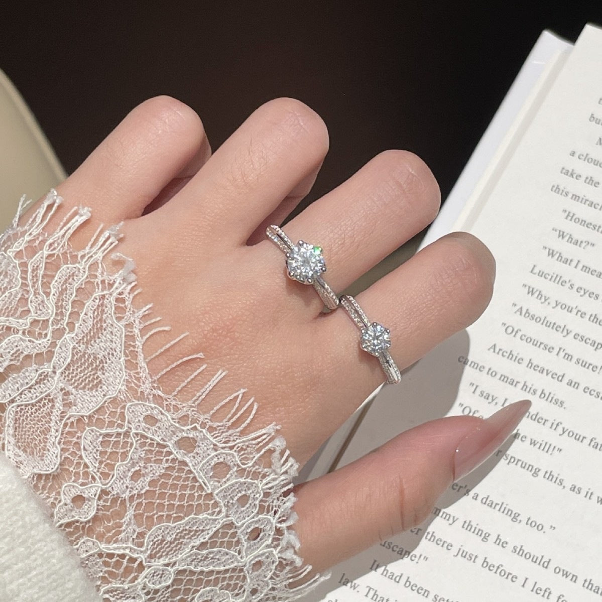 S925 Sterling Silver Six-Prong Moissanite Ring