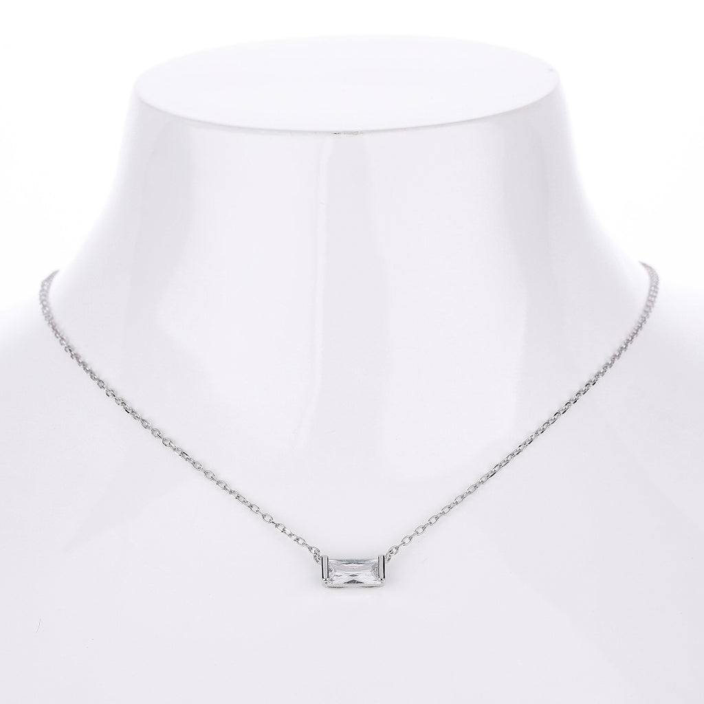 Rectangular colored zircon s925 sterling silver December birthstone collar necklace