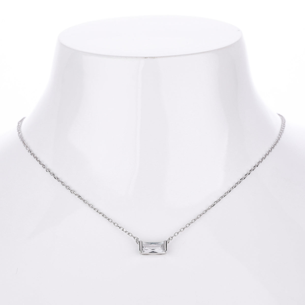 Rectangular colored zircon s925 sterling silver December birthstone collar necklace