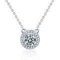 S925 Sterling Silver Moissanite Round Pendant Classic Style Necklace