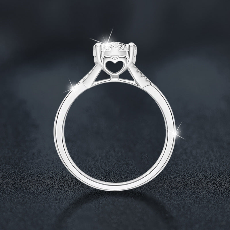 S925 Sterling Silver Four-Prong Snowflake Moissanite Ring