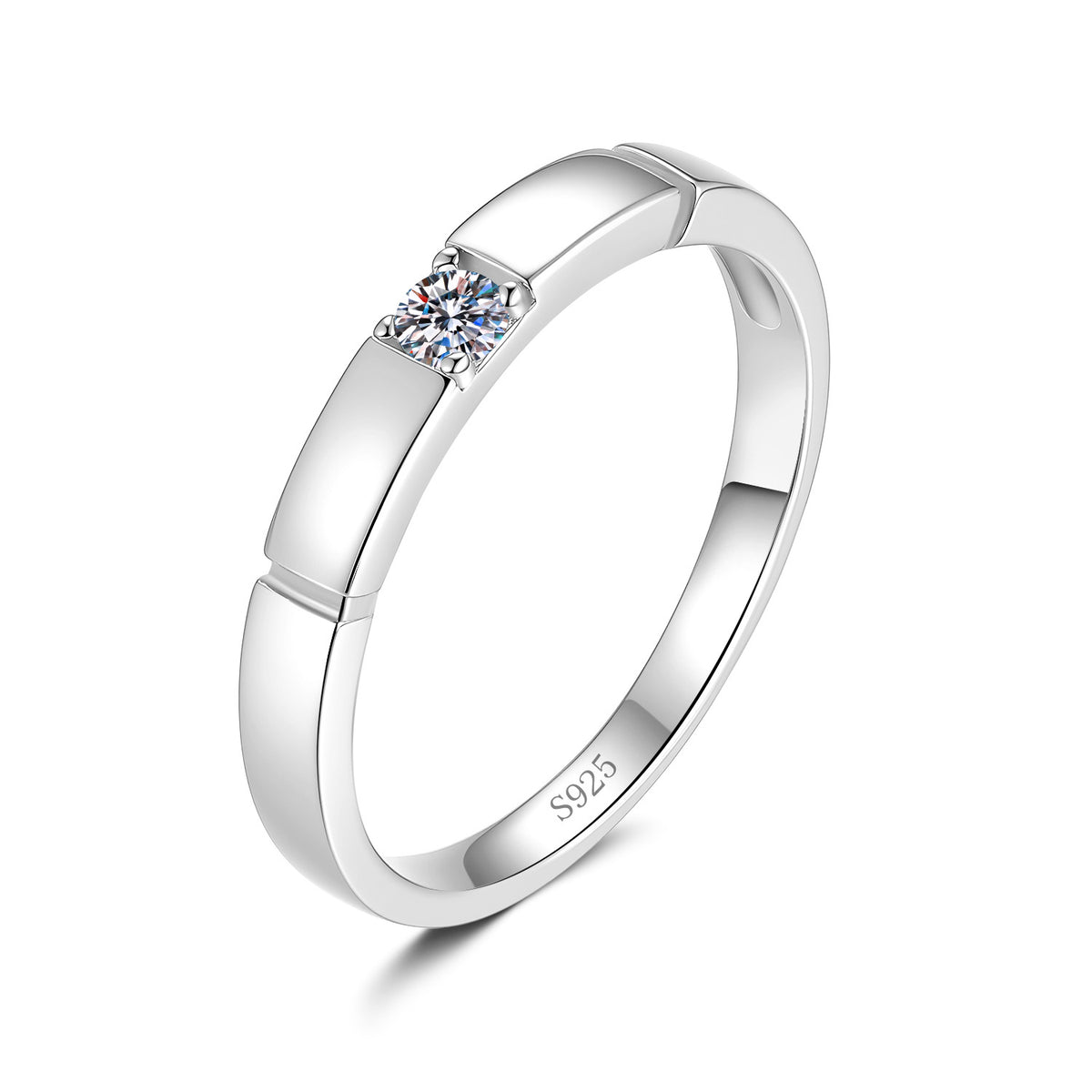 S925 Sterling Silver Six-Prong Moissanite Ring