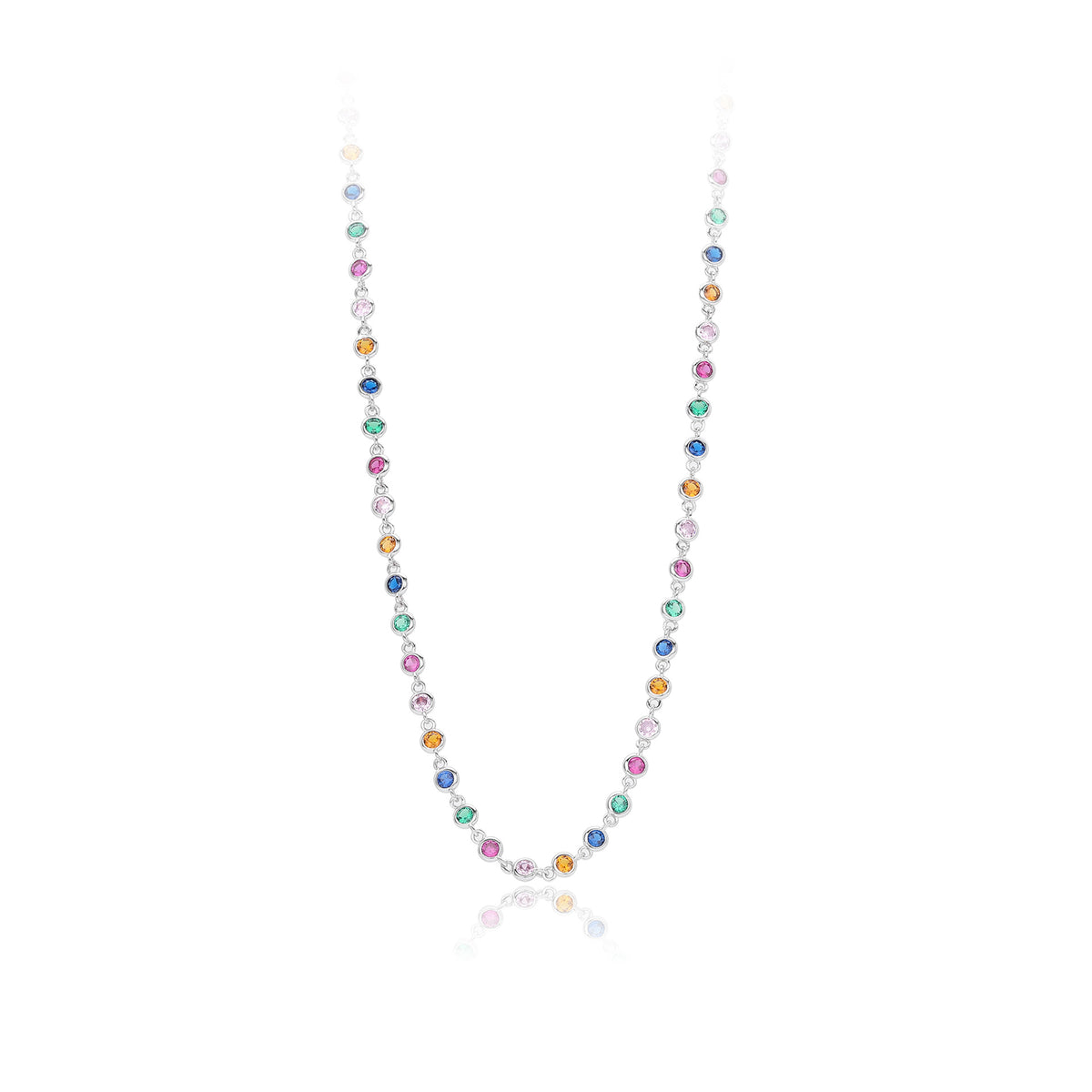 Dopamine Colored Zirconium Necklace in 925 Sterling Silver
