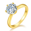 S925 Silver Gold-Plated Six-Prong Moissanite Ring