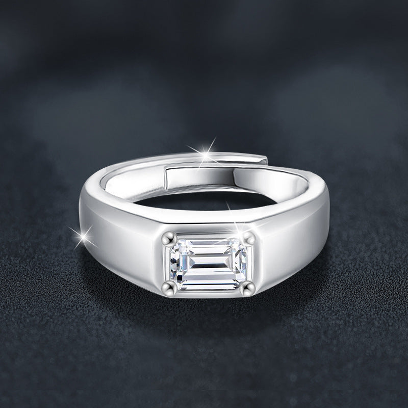 S925 Sterling Silver Moissanite Simple Ring