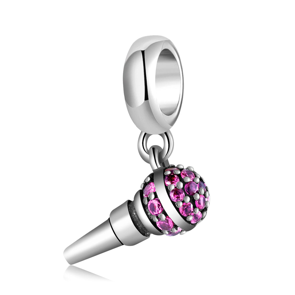 S925 Sterling Silver Microphone Mouthpiece Zircon Pendant