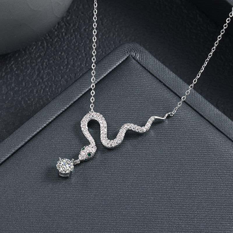 S925 Sterling Silver Moissanite Snake Necklace
