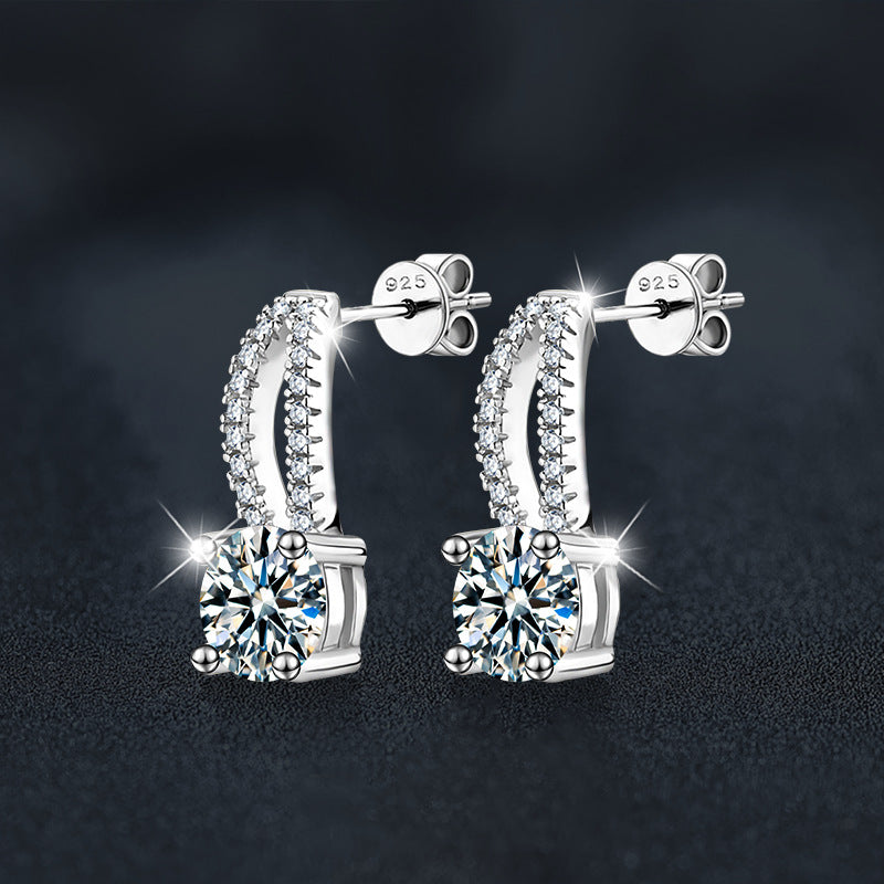 Moissanite Stud Earrings — 925 Sterling Silver, Sophisticated & Minimalist Style, Four-Prong Setting