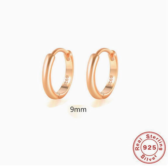 S925 Sterling Silver Geometric Hoop Earrings