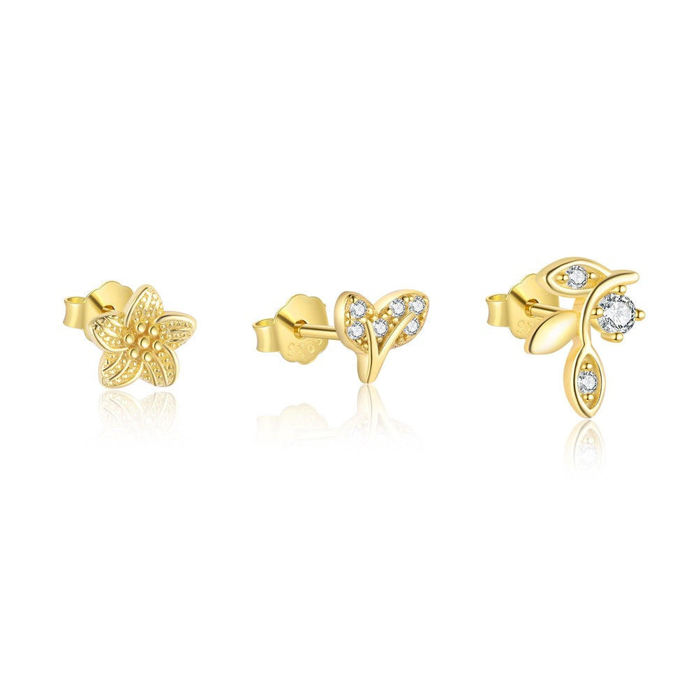 S925 sterling silver stud earrings with cubic zirconia