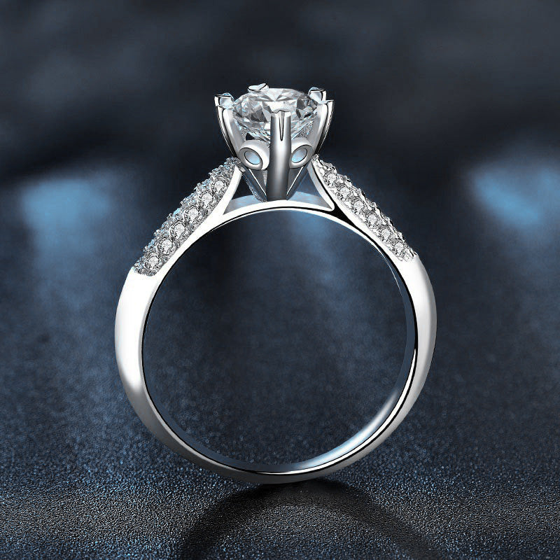 S925 Sterling Silver Queen Moissanite Ring