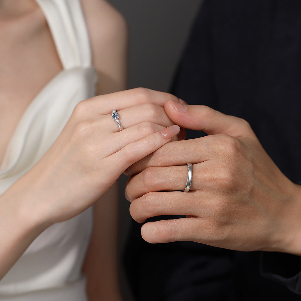 S925 Sterling Silver Moissanite Couple's Rings