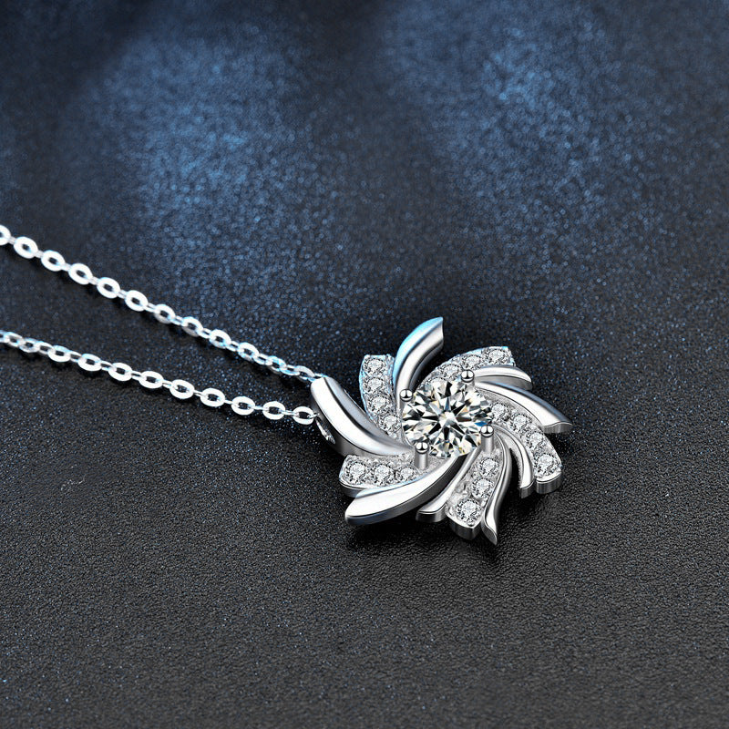 S925 Sterling Silver Moissanite Windmill Necklace