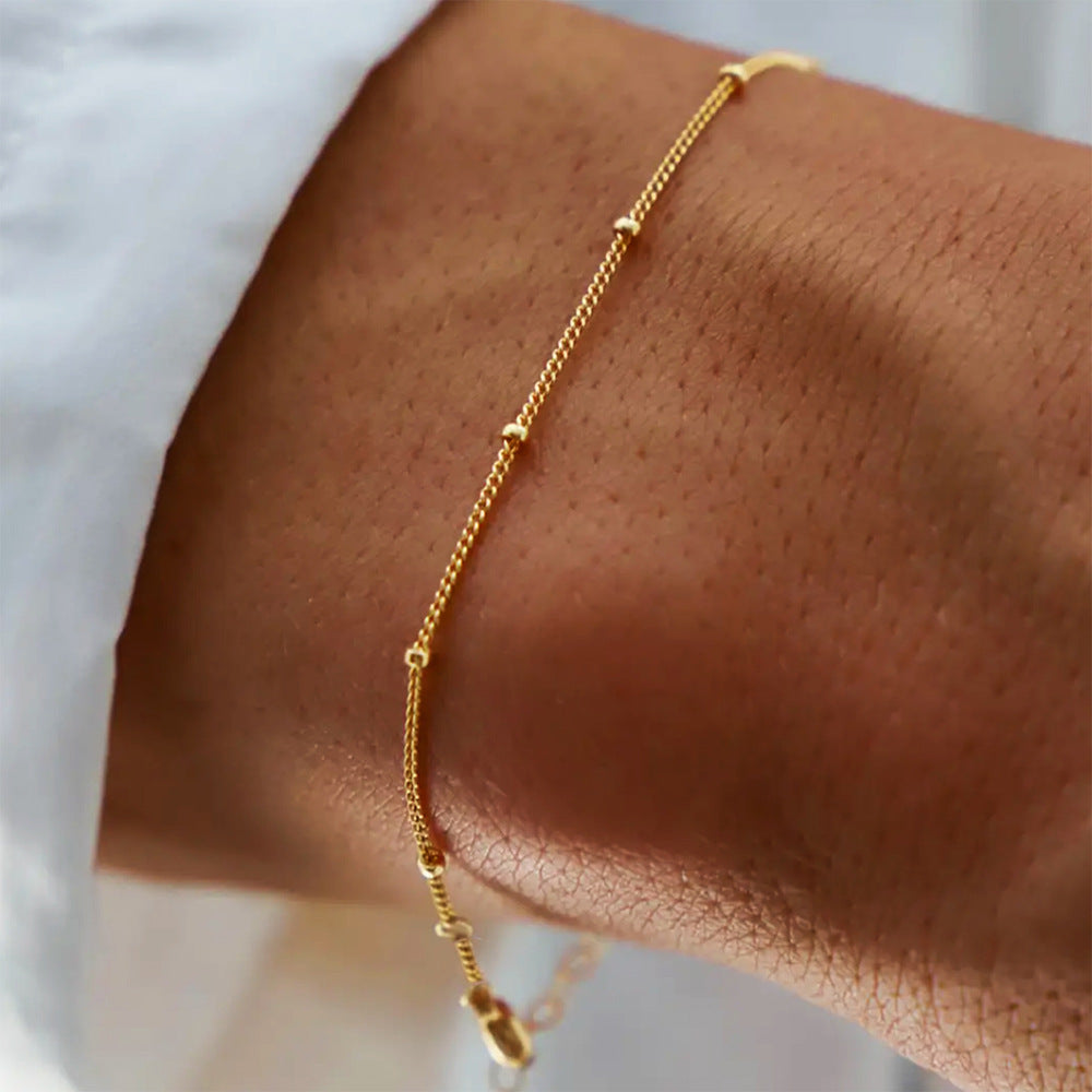 S925 Sterling Silver Bean Chain Small Ball Bracelet