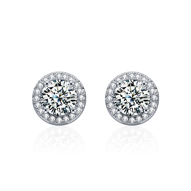 925  silver round moissanite stud earrings