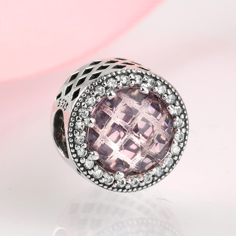 S925 Sterling Silver Beads Classic Color Zircon Snowflake Pendant