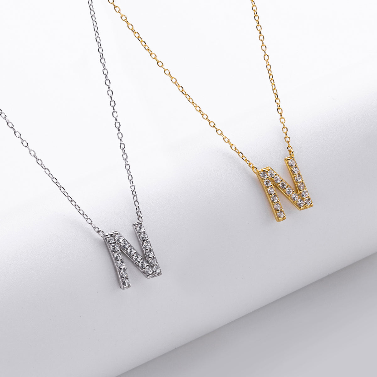 S925 Sterling Silver Simple Diamond Necklace with English Letters