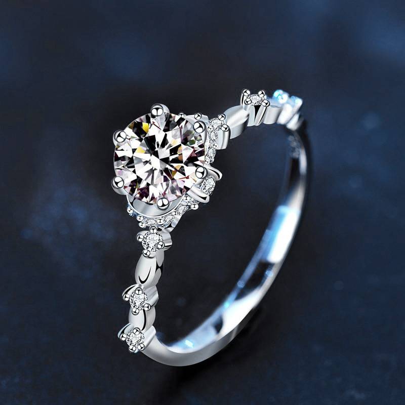 S925 Sterling Silver Moissanite Bridal Bouquet Ring