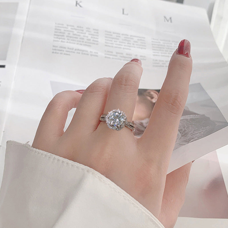 925 Sterling Silver 1 Carat Moissanite Open Ring
