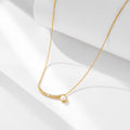 S925 Sterling Silver Simple Zircon Inlaid Pearl Pendant Necklace