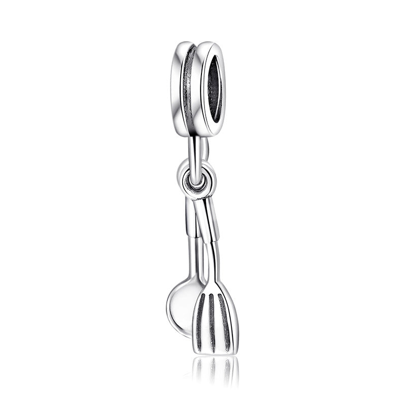 S925 Sterling Silver Spoon and Fork Pendant