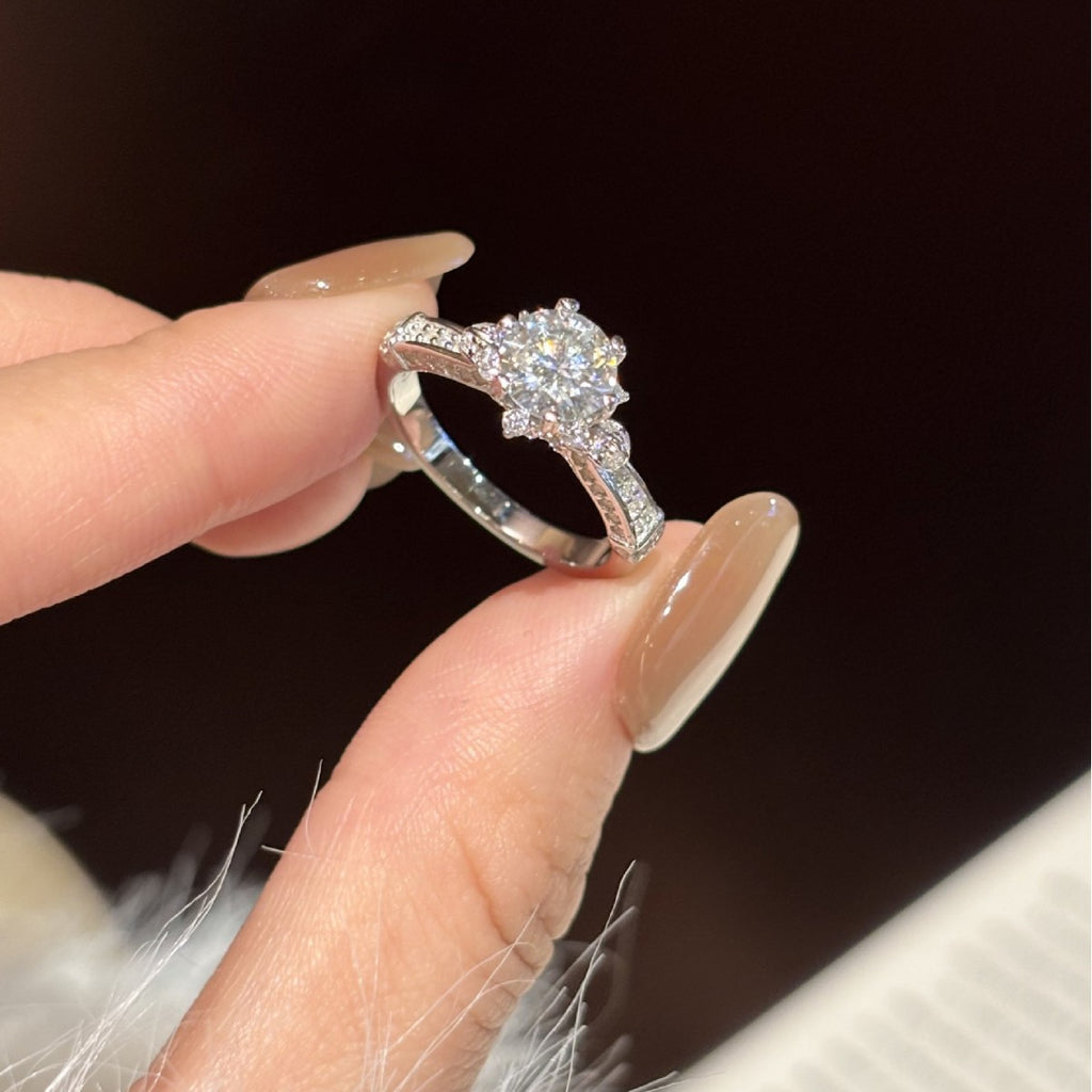 S925 Silver Colorful Moissanite Ring – Bouquet Design