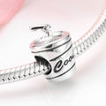 S925 Sterling Silver Creative Straw Cup Bead Pendant