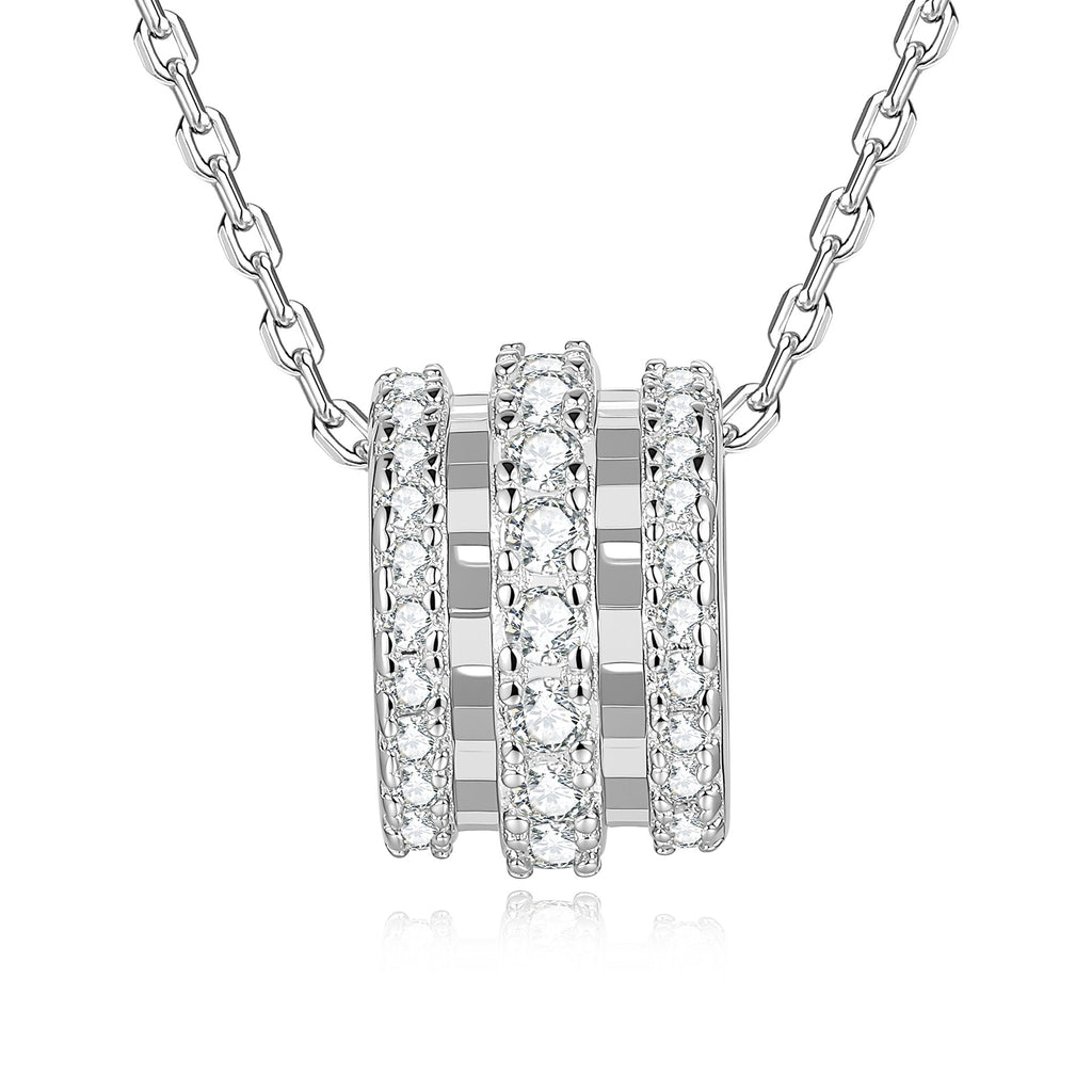 S925 Sterling Silver "Slim-Waist" Moissanite Spinning Bead Pendant Necklace