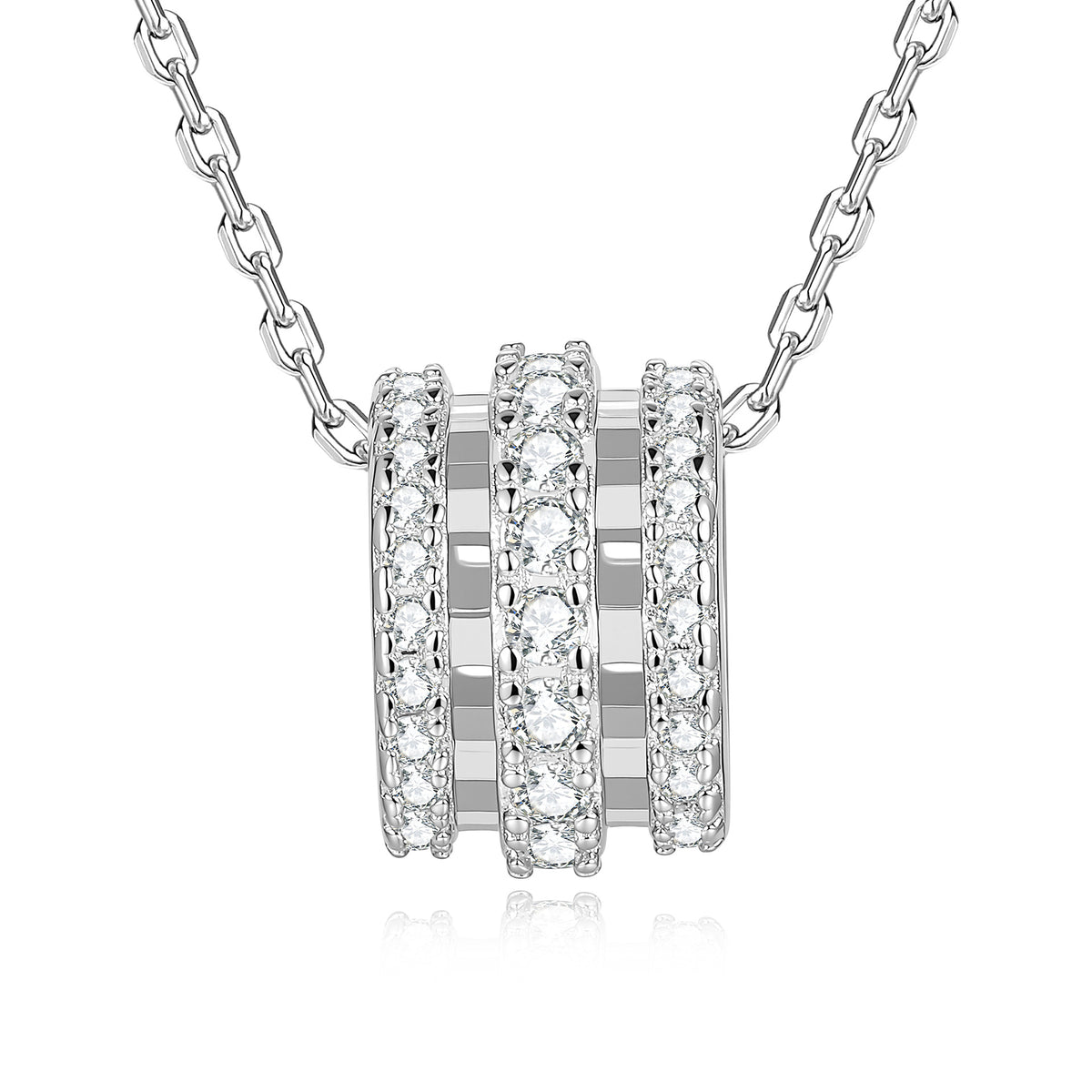S925 Sterling Silver "Slim-Waist" Moissanite Spinning Bead Pendant Necklace