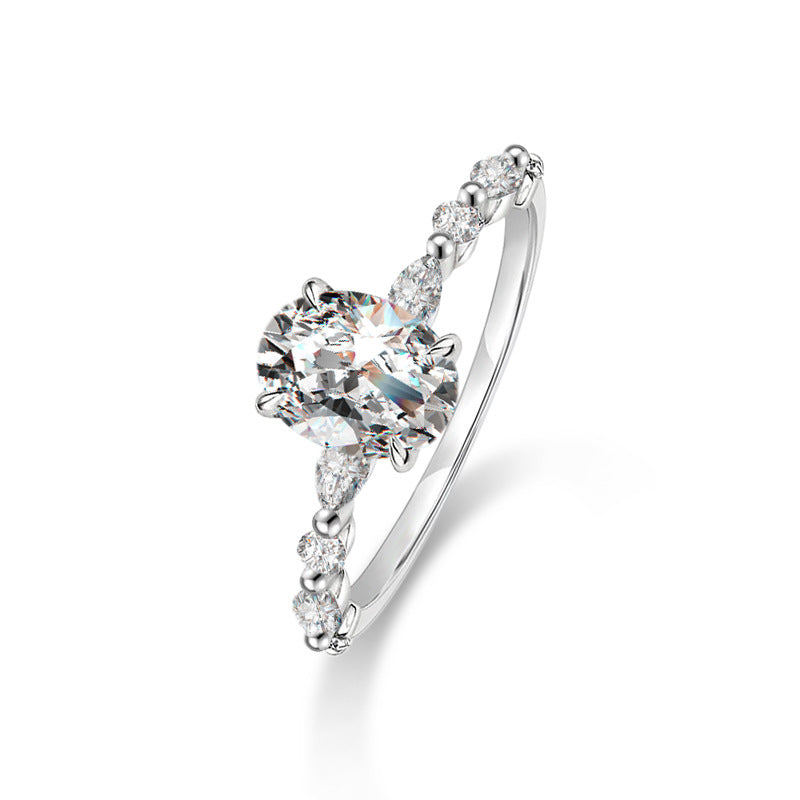 925 Sterling Silver Oval Moissanite Ring